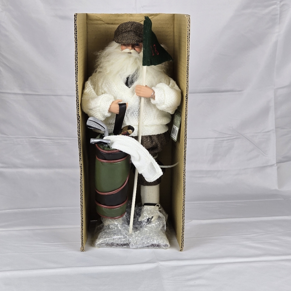 Santa's Workshop Handcrafted Collectibles Hubbard Ohio Santa Golfer Figure New